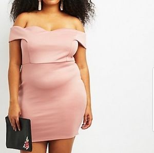 Pink off the shoulder